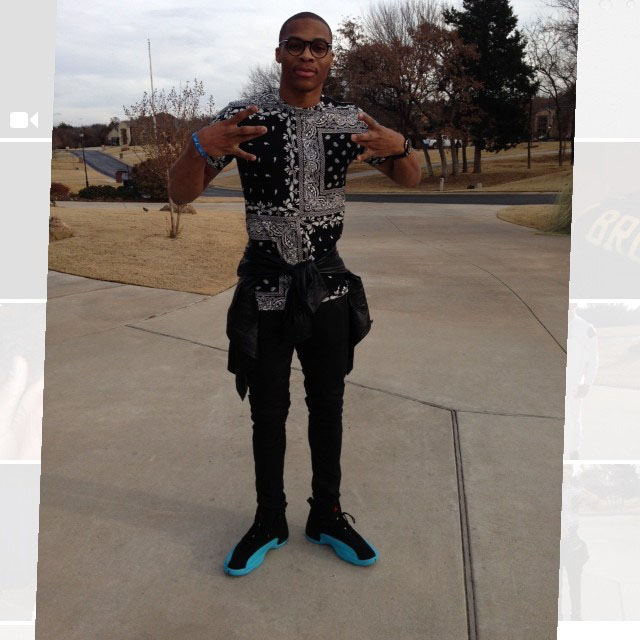 Russell Westbrook wearing Air Jordan 12 Gamma