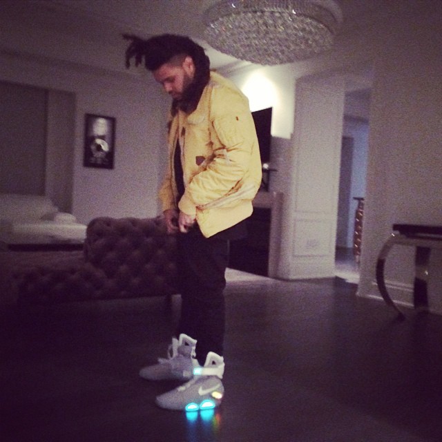 The Weeknd wearing Nike MAG