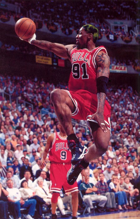 Dennis Rodman wearing the Converse Worm