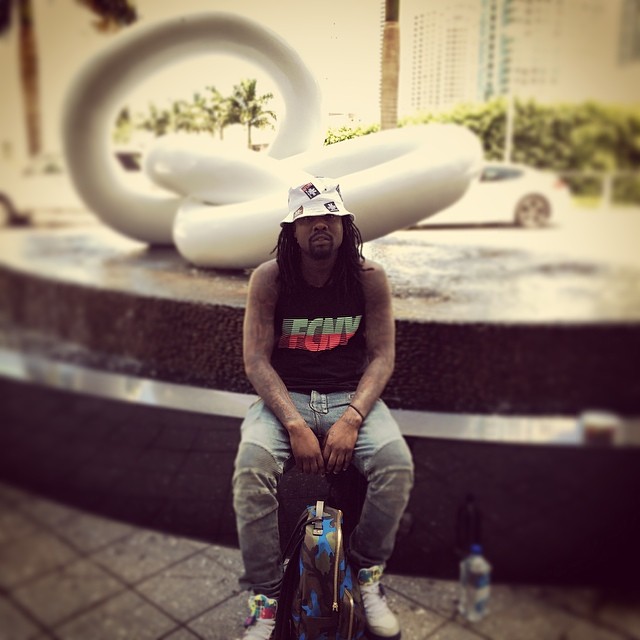 Wale wearing Nike Air Force 180 Union