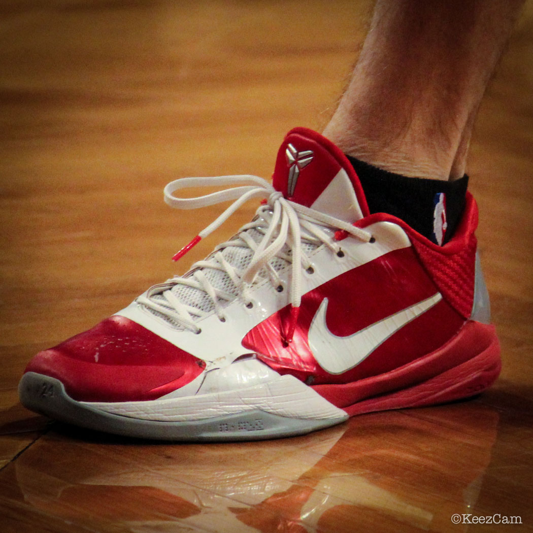 Sole Watch // Up Close At Barclays for Nets vs Bucks - Luke Ridnour wearing Nike Zoom Kobe 5