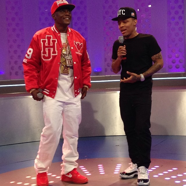 Bow Wow wearing Air Jordan XI 11 Low Concord; Lil Boosie wearing Nike Lunar Force 1 University Red