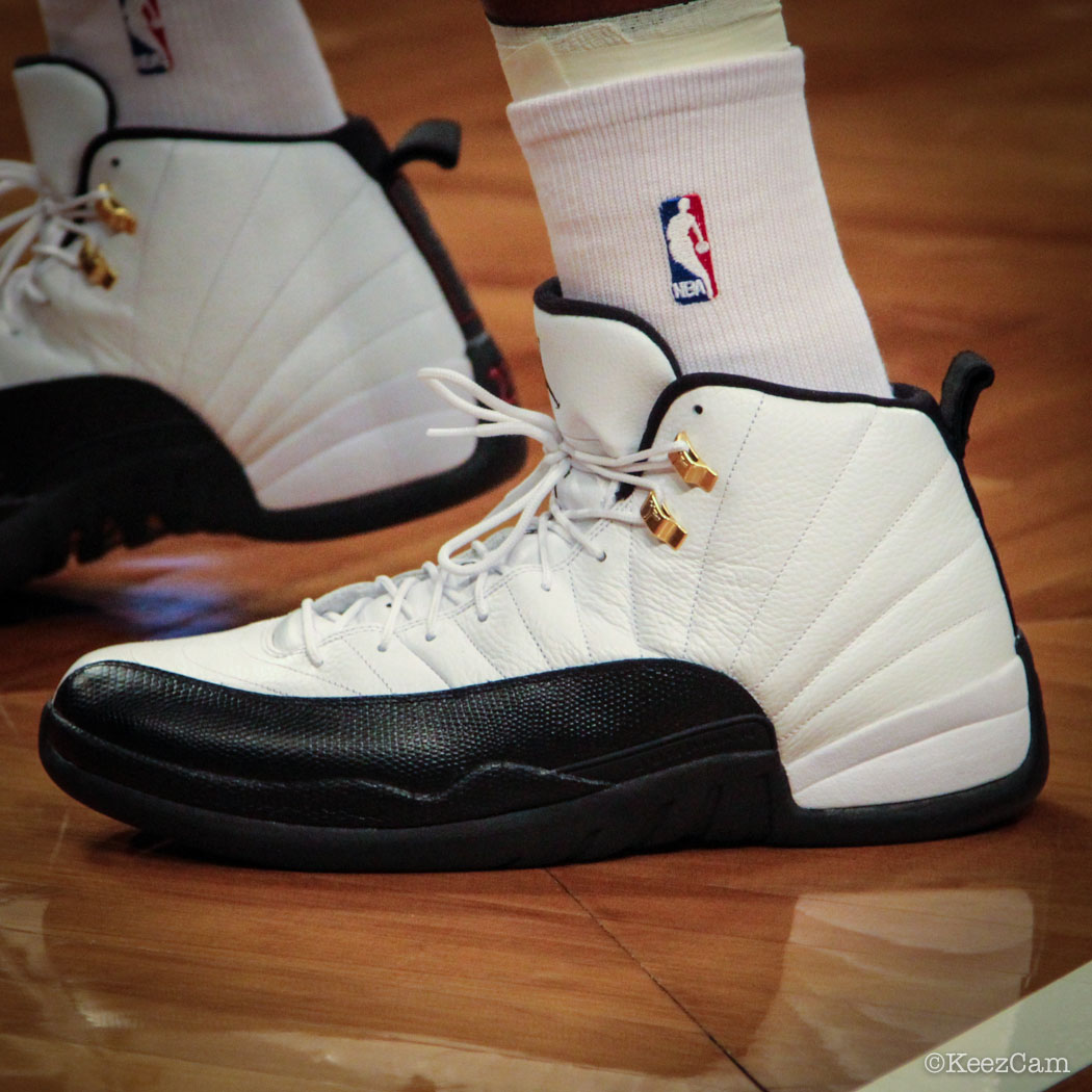 Sole Watch // Up Close At Barclays for Nets vs Heat - Joe Johnson wearing Air Jordan 12 Taxi