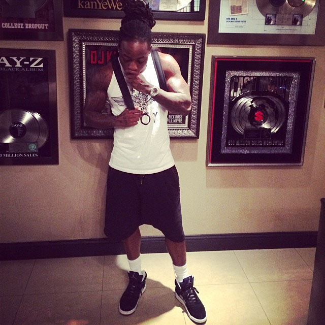 Ace Hood wearing Air Jordan 5 Retro Oreo