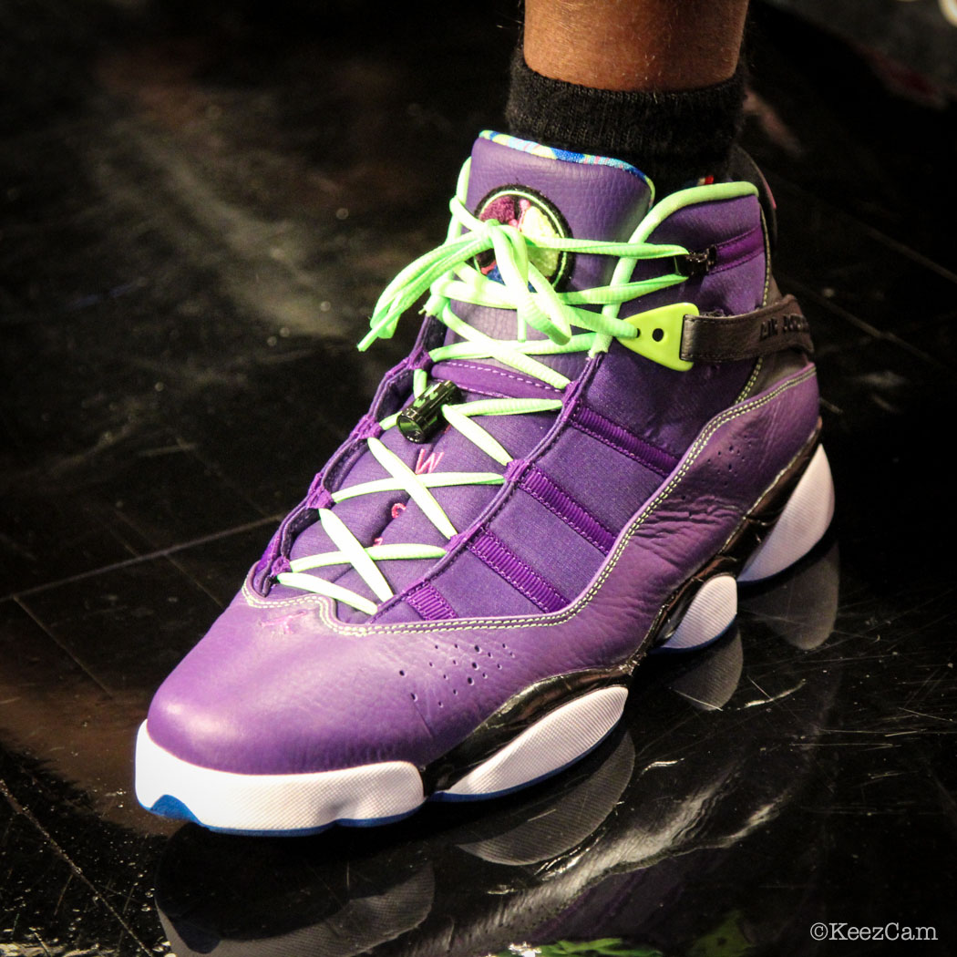 SoleWatch // Up Close At Barclays for Nets vs Lakers - Jodie Meeks wearing Jordan 6 Rings Bel-Air