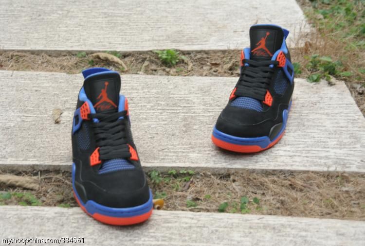Air Jordan 4 IV Cavs Knicks Shoes Black Orange Blaze Old Royal 308497-027 (44)