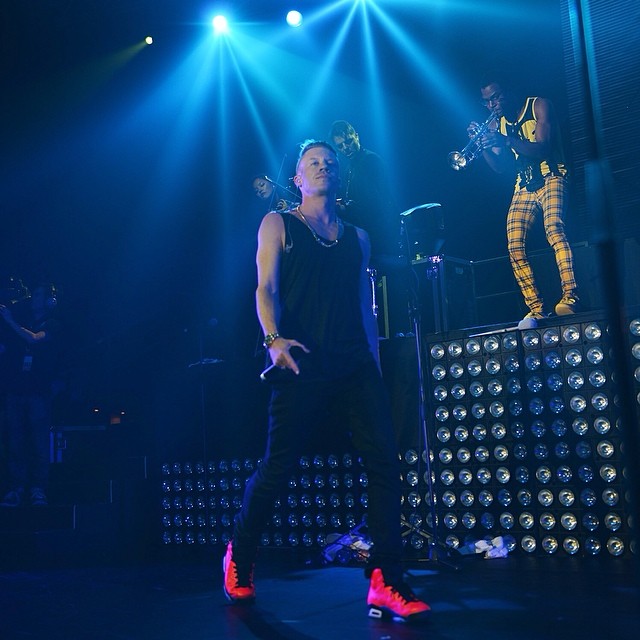 Macklemore wearing Air Jordan VI 6 Retro Infrared 23