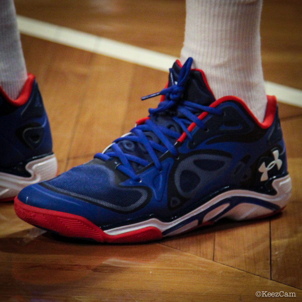 Brandon Jennings wearing Under Armour Anatomix Spawn Low PE