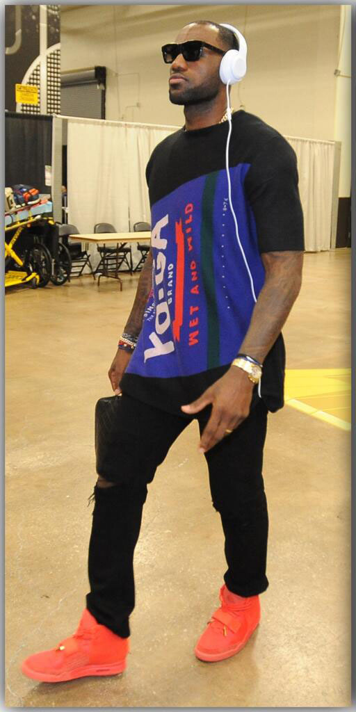 LeBron James wearing Nike Air Yeezy 2 Red October