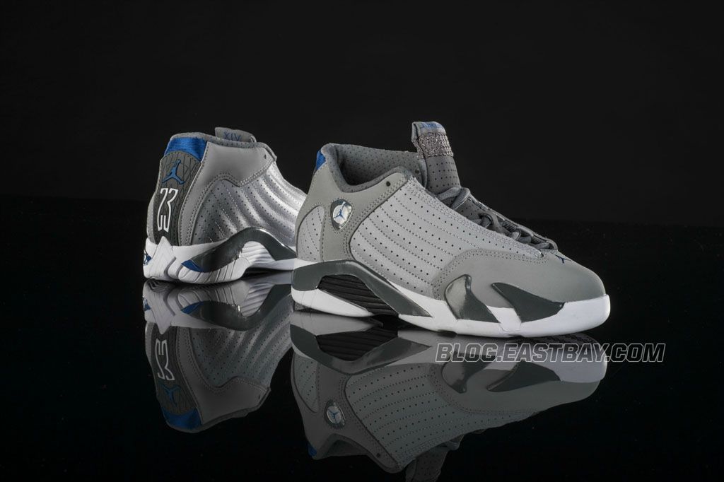 grey and blue jordan 14