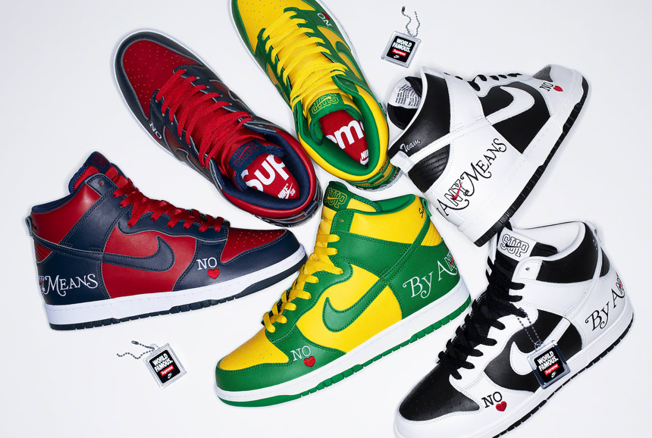 Supreme x Nike SB Dunk High Black/White/Varsity Red Collab Release