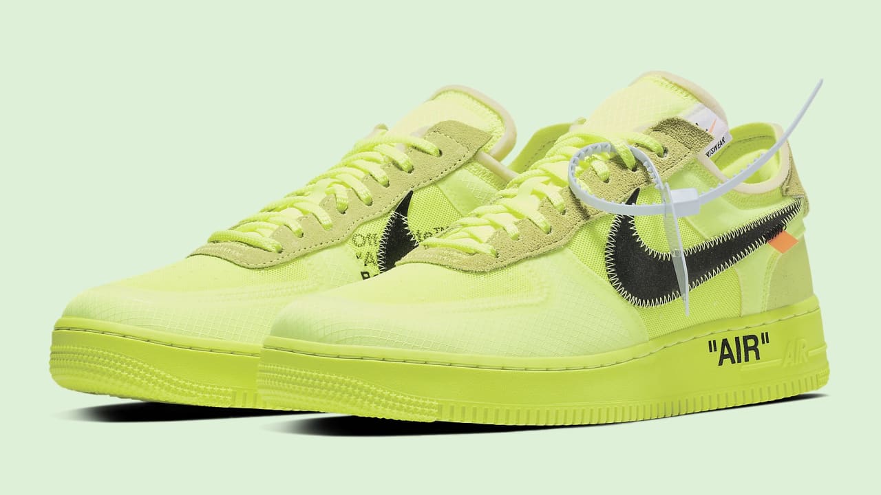 Hvor fint pence Outlook Off-White x Nike Air Force 1 Low 'Volt/Cone/Black/Hyper Jade' AO4606-700  Release Date | Sole Collector