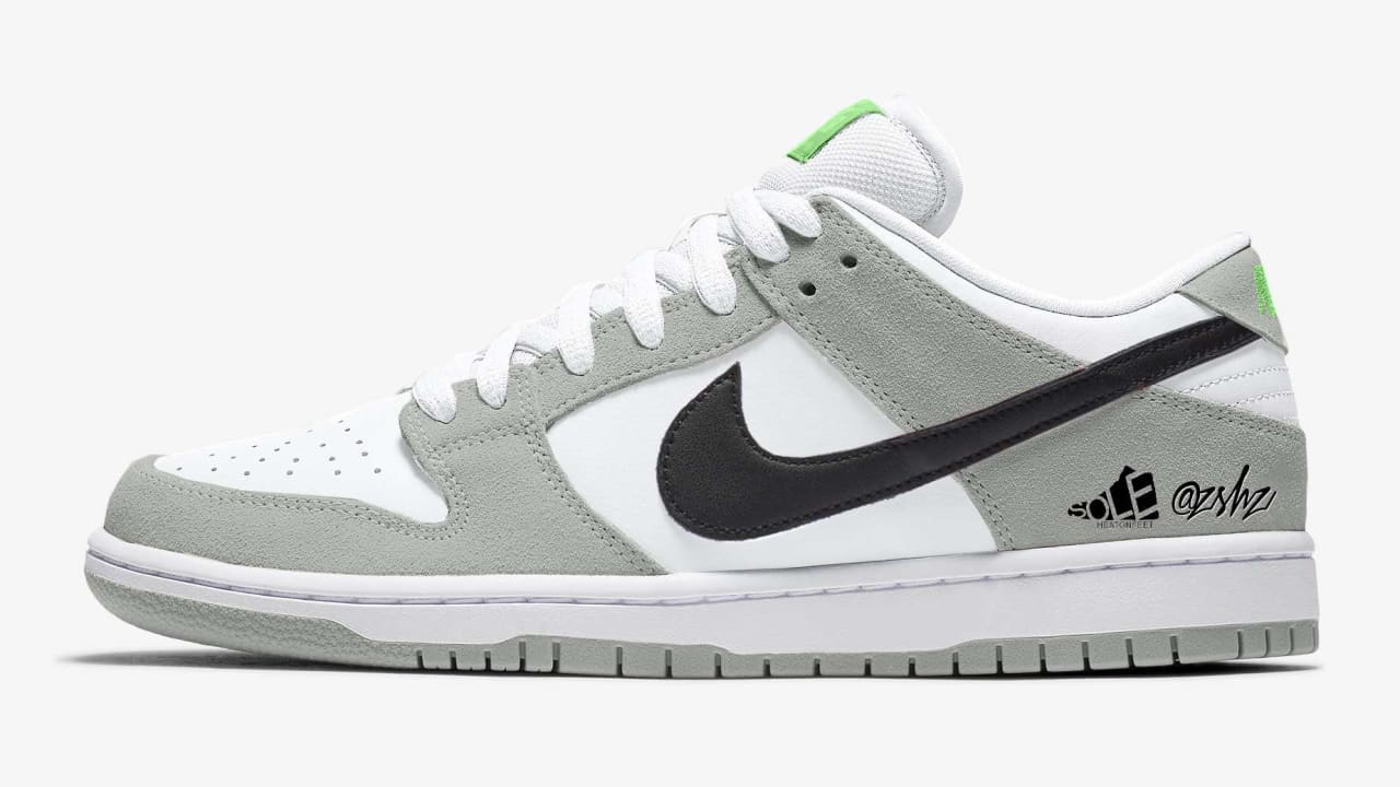nike dunk low trainers in grey and white