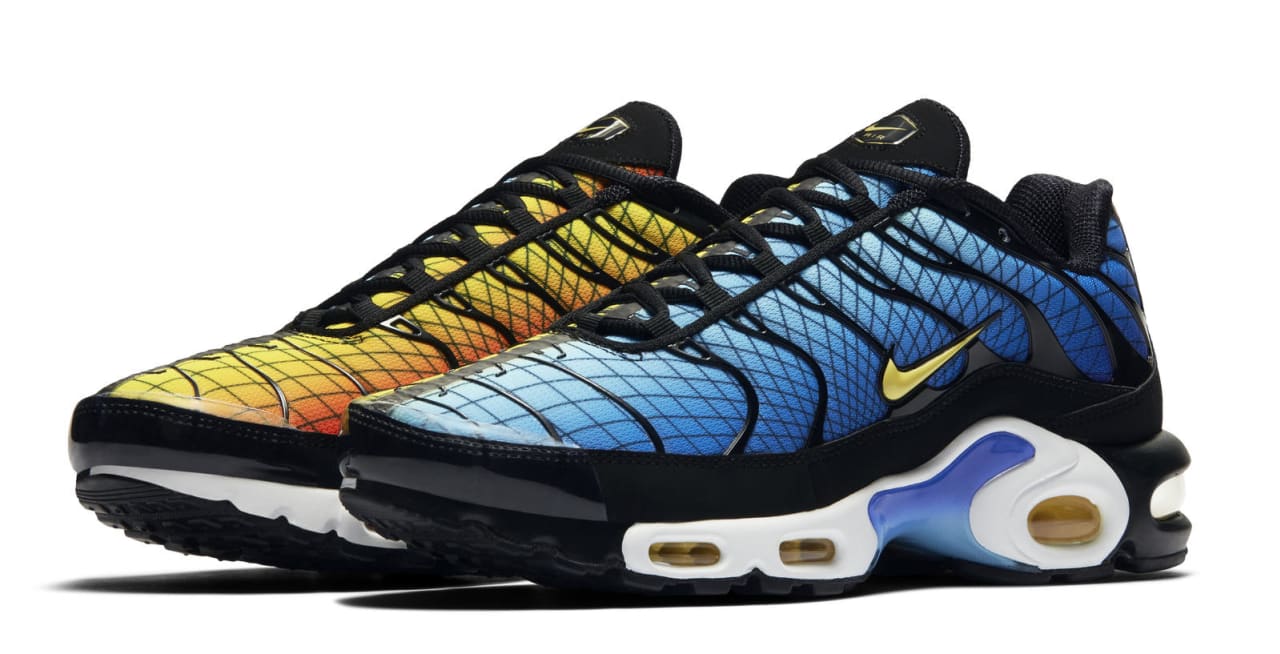 air max plus half orange half blue