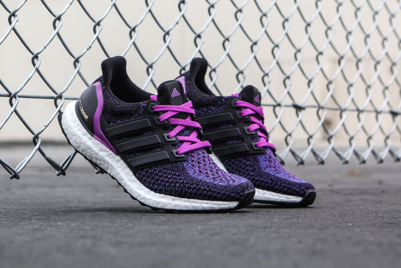 ultra boost core black active purple shock red