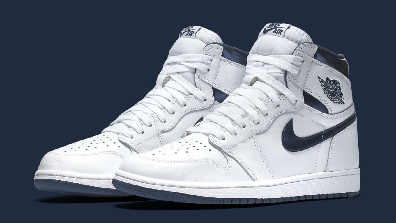 navy blue white jordan 1