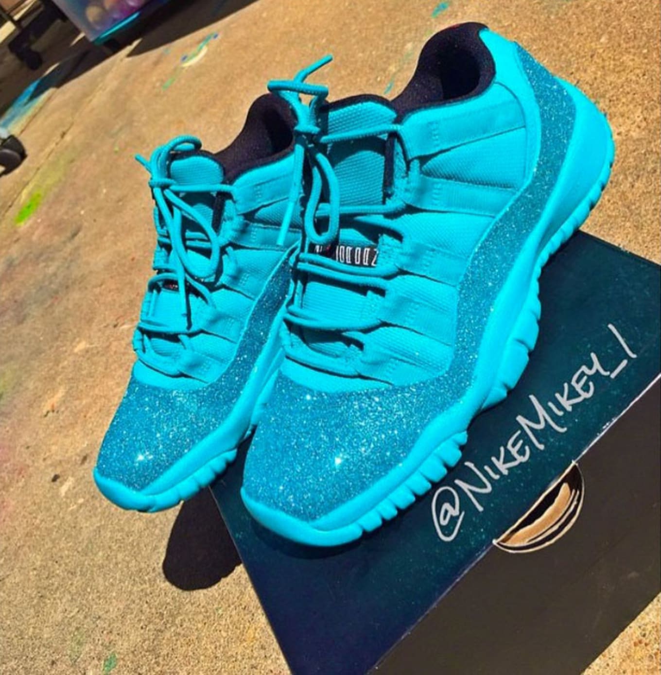 custom blue jordans