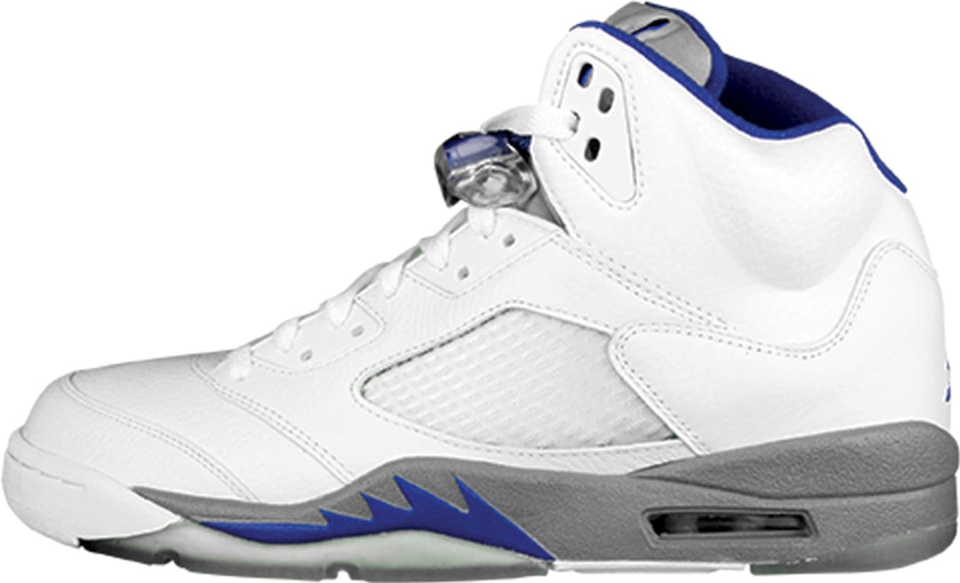 blue and white jordan 5's