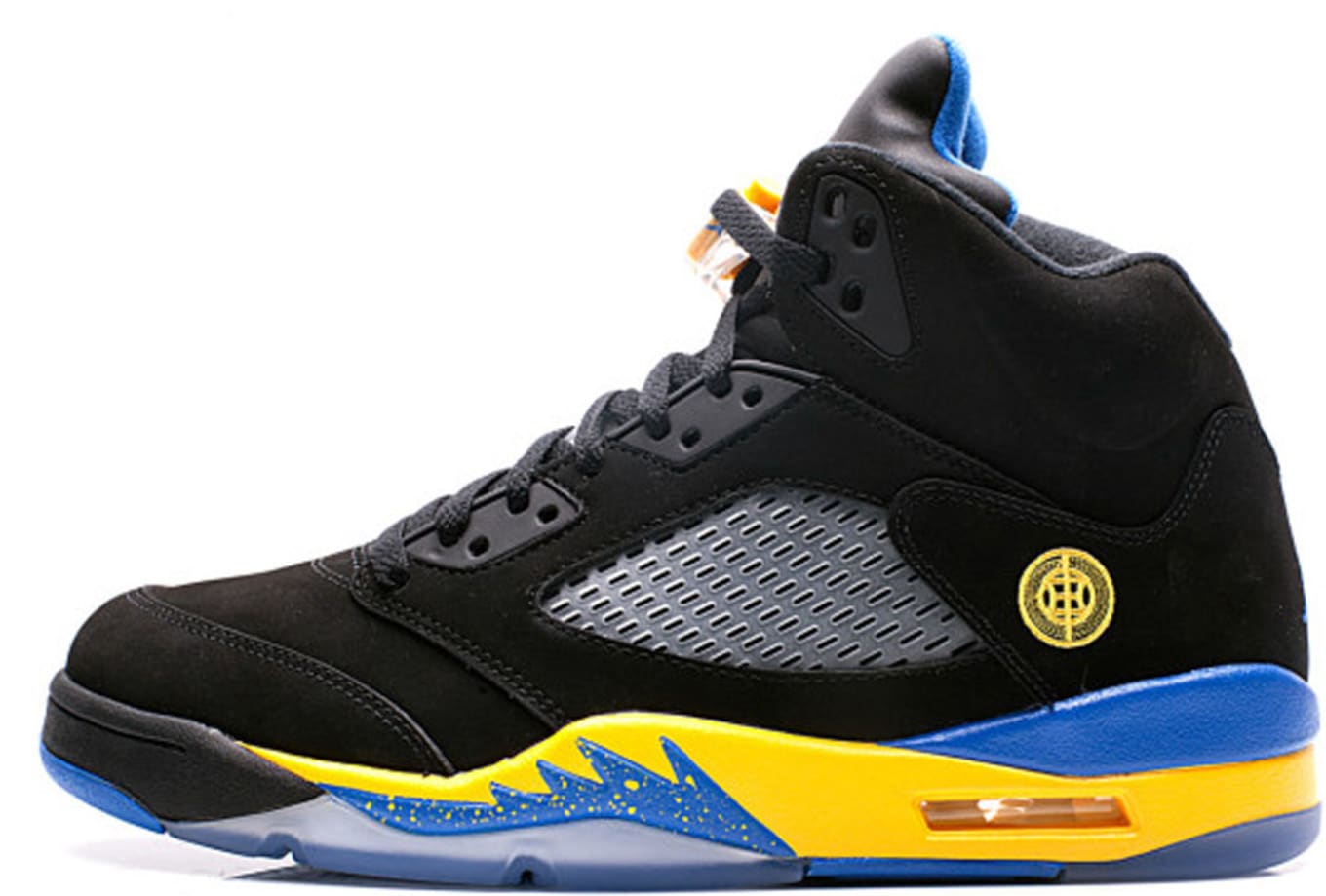 jordan 5 black blue and yellow