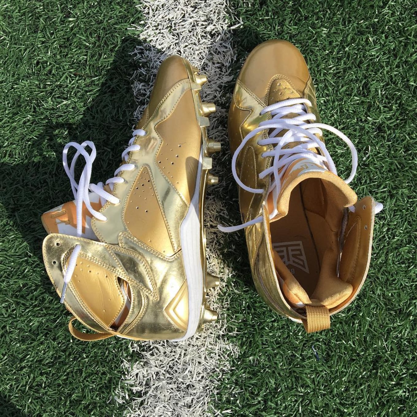 Gold Jordan 7 Cleats | Sole Collector
