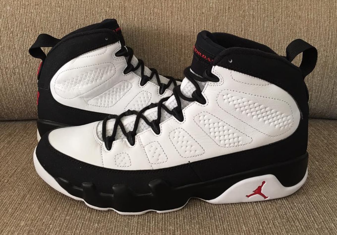 black and white jordan 9s