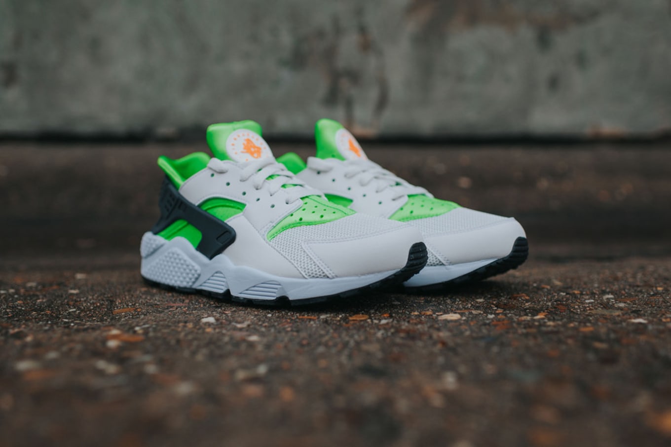 black and neon green huaraches