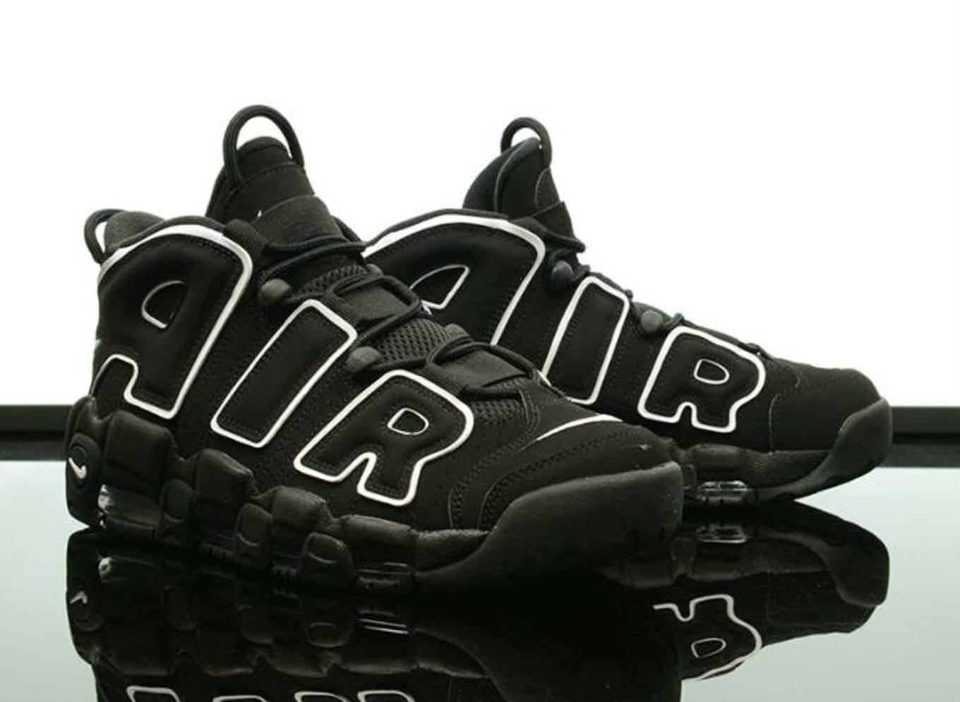 nike air more uptempo black white for sale