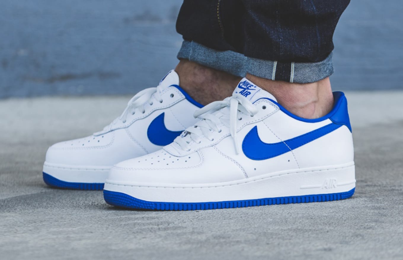 white air force 1 blue bottom