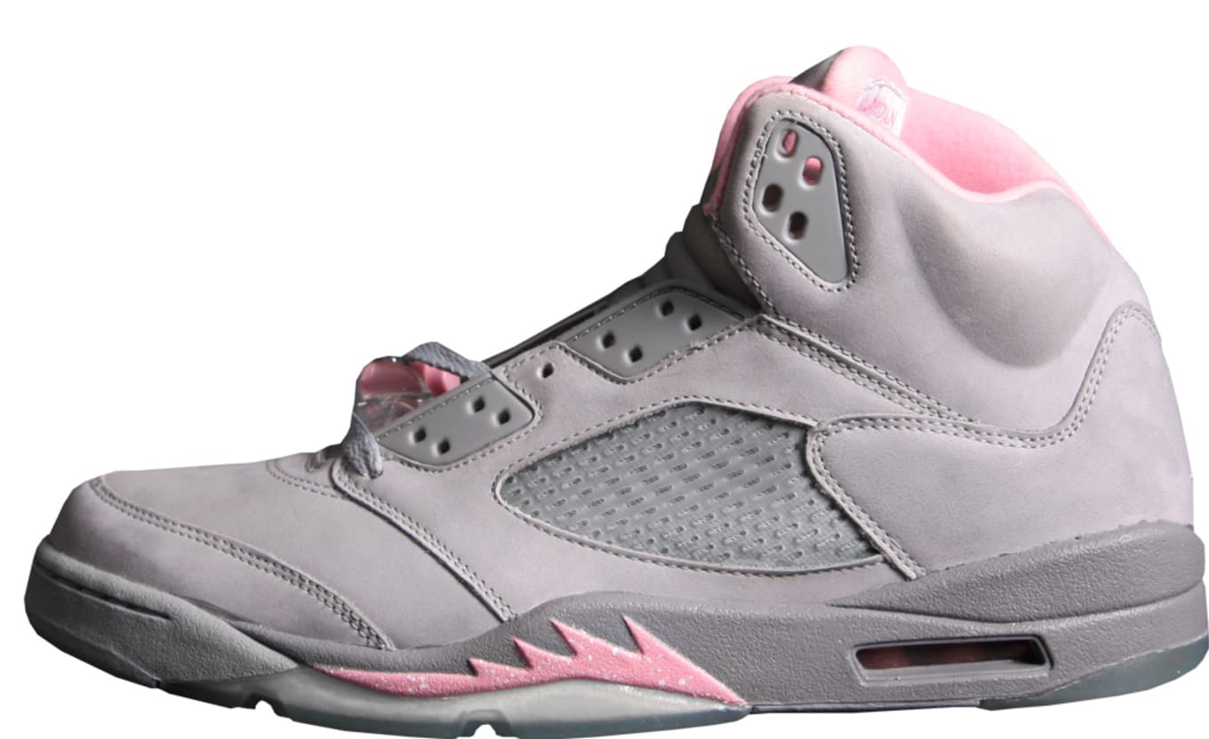 gray and red jordan 5