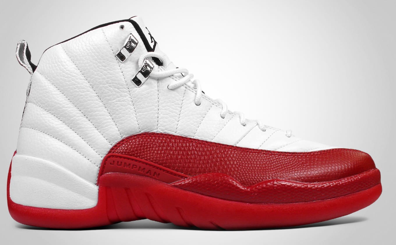 all white and red jordan 12