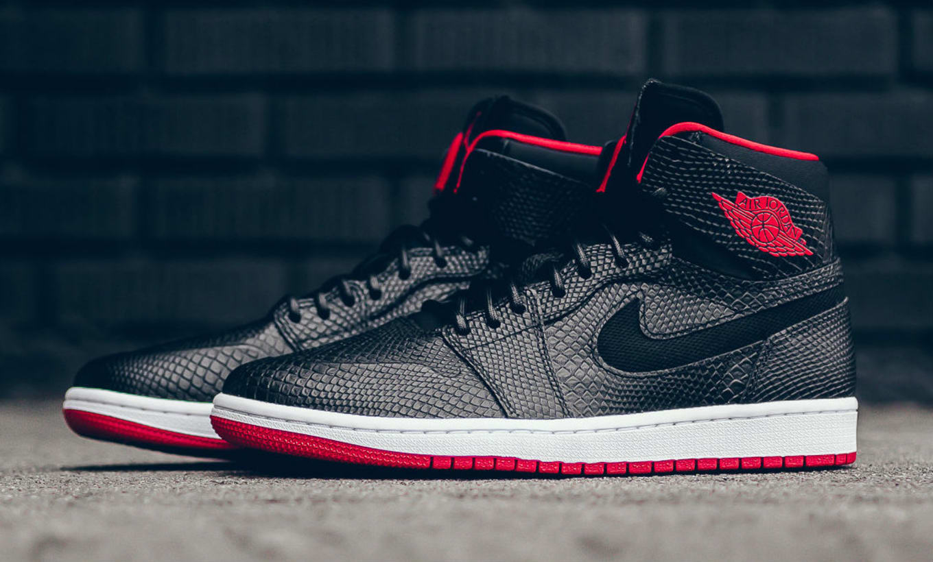 red and black snakeskin jordans