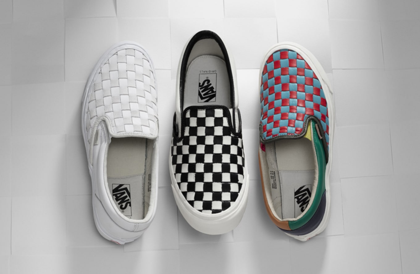 woven leather slip ons