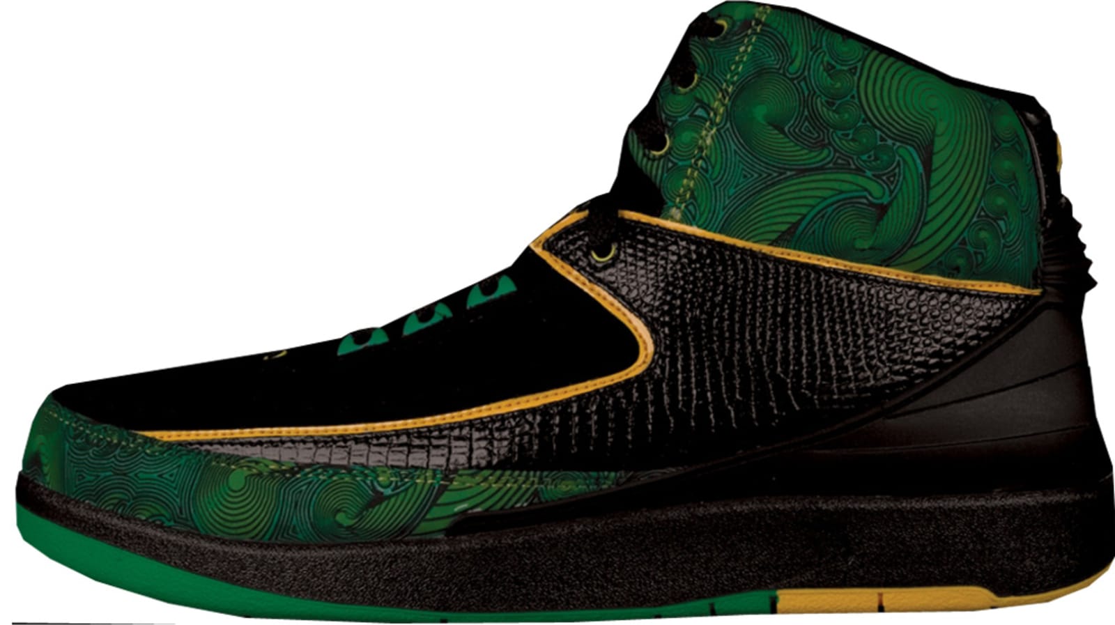 Air Jordan 2 Retro DB Black Pro Gold Lucky Green