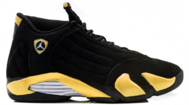 black and yellow jordan 14s