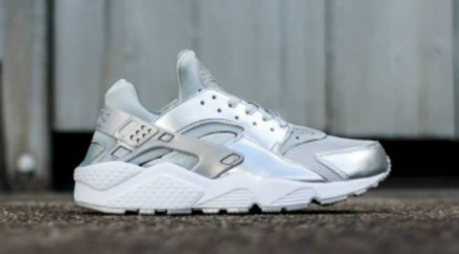 white and silver huaraches