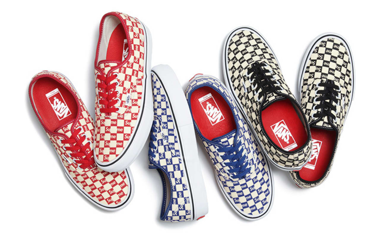 supreme vans checkered red