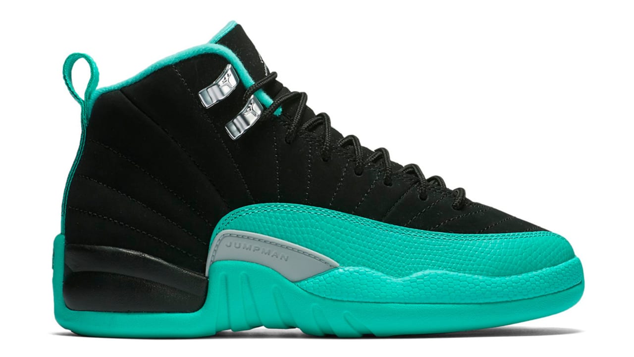 retro 12 teal and white
