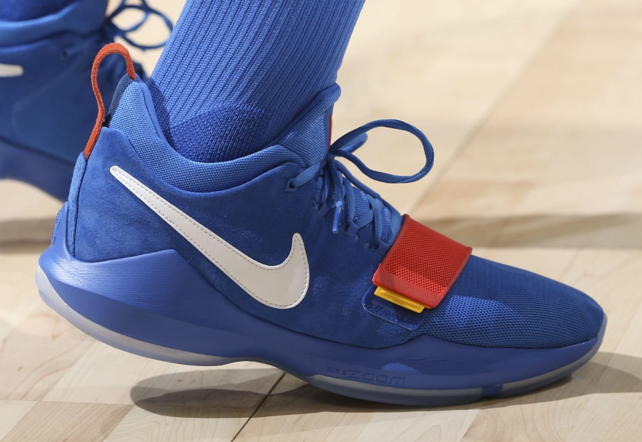 paul george shoes orange and blue