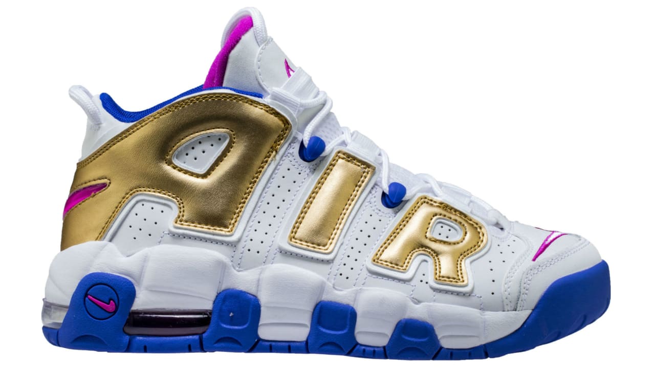Nike air more uptempo white gold green Clearance