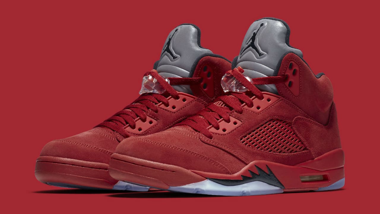 retro jordan 5 red suede