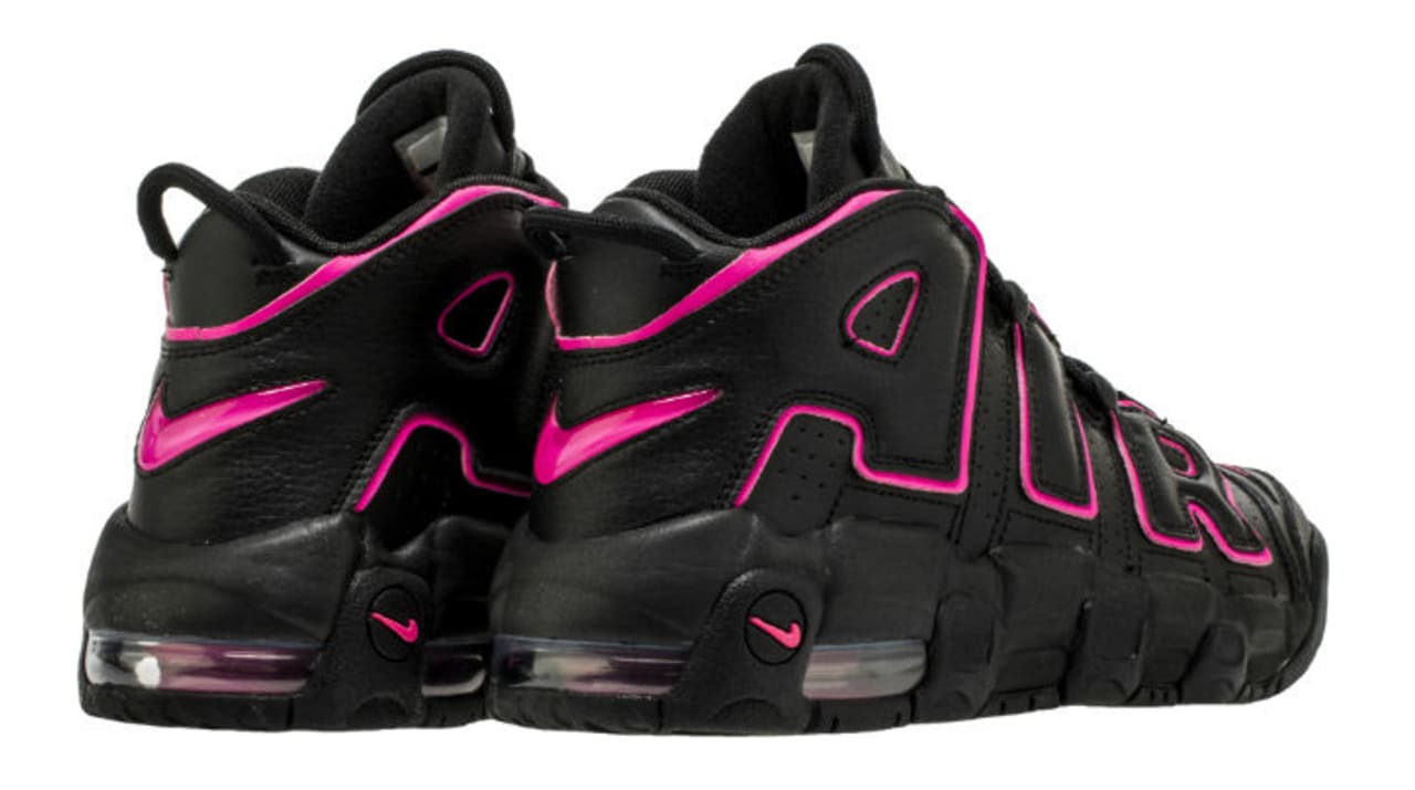 nike uptempo pink and black