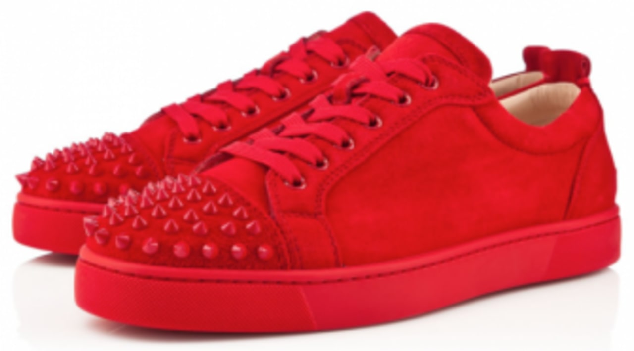 Christian Louboutin Louis Junior Spikes - Red Suede | Sole Collector