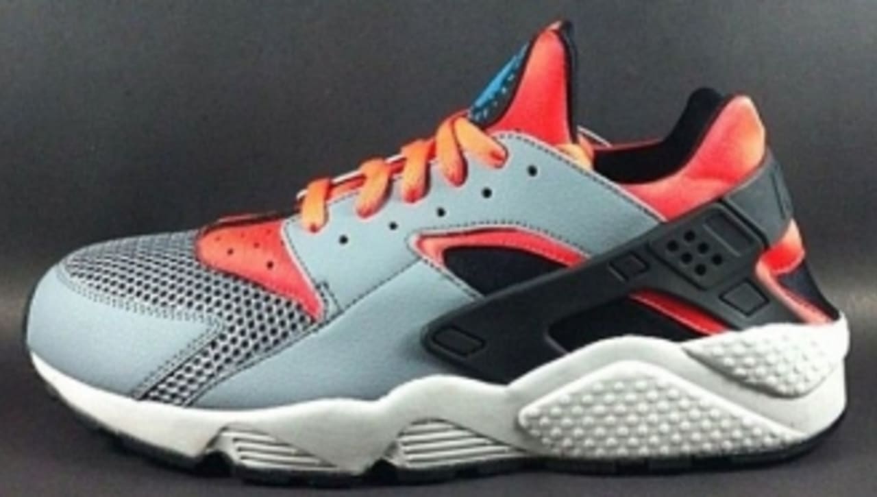 grey and red huaraches