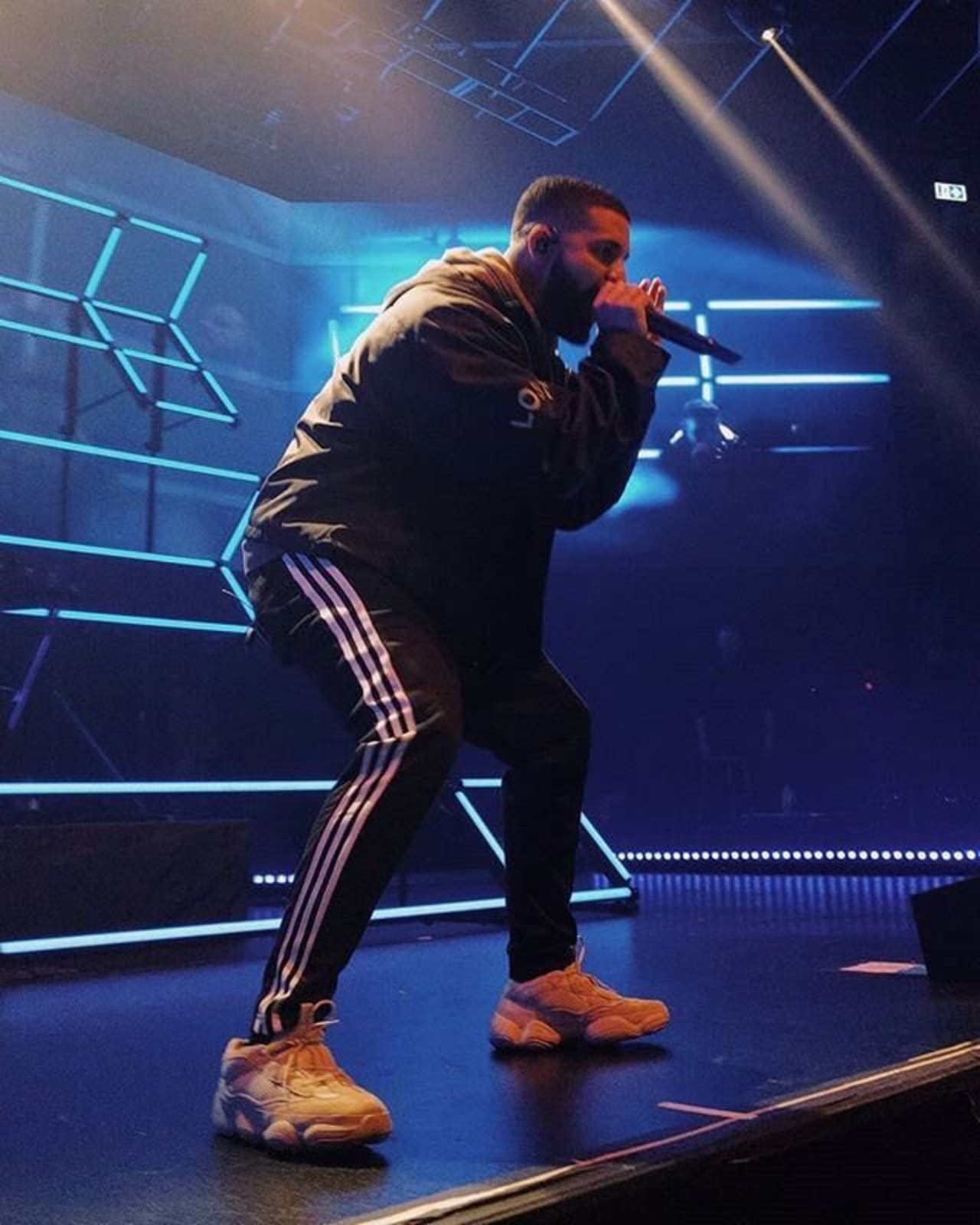 Drake Performs in Adidas Yeezy 500 