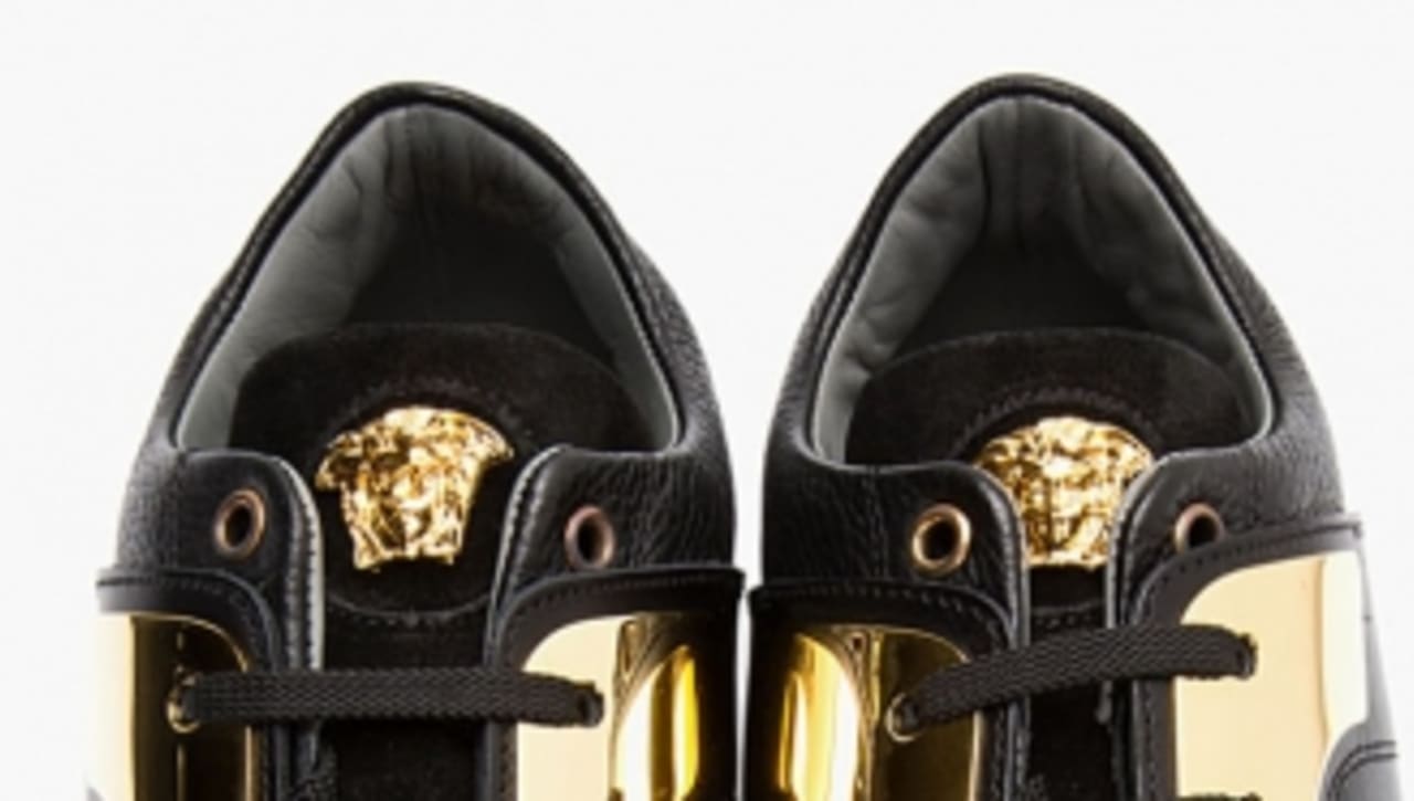 versace black gold shoes