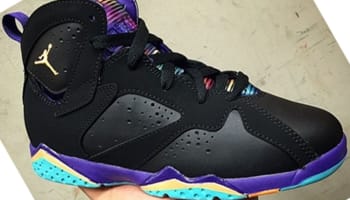 Air Jordan 7 Retro Girls Black/Bright Citrus-Court Purple-Light Retro