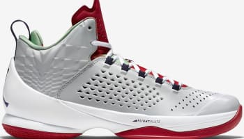 Jordan Melo M11 Fog Grey/Dark Rock Blue-Black-Green Bean-Cardinal Red-Orange Blaze