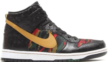 Nike Dunk High CMFT Premium QS Black/Flat Gold-Hyper Red