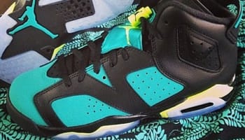 Air Jordan 6 Retro Girls Black/Volt Ice-Turbo Green-Black