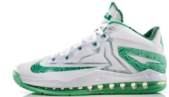 Nike LeBron 11 Low White/Light Lucid Green-Metallic Silver